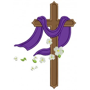 Cross With Daisies Religious Applique Machine Embroidery Design Digitized Pattern